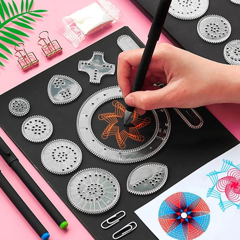 Planet Gates Funny Interlocking Gears Wheels Spirograph Drawing Toys Set Creative Educational Toy for Children Painting Drawing Accessories