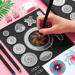 Planet Gates Funny Interlocking Gears Wheels Spirograph Drawing Toys Set Creative Educational Toy for Children Painting Drawing Accessories