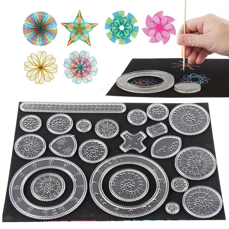 Planet Gates Funny Interlocking Gears Wheels Spirograph Drawing Toys Set Creative Educational Toy for Children Painting Drawing Accessories