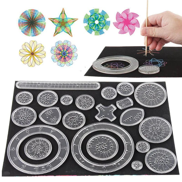 Planet Gates Funny Interlocking Gears Wheels Spirograph Drawing Toys Set Creative Educational Toy for Children Painting Drawing Accessories