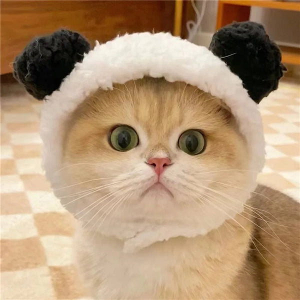 Planet Gates Funny Panda Hat for Pet, Warm Cap, New Year Party, Christmas Cosplay Accessories, Photo Props, Headwear for Dog and Cat,New Year