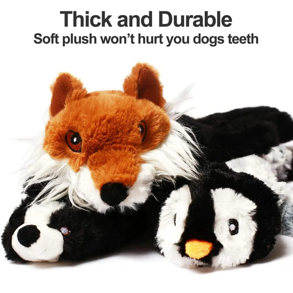 Planet Gates Funny Simulated Animal No Stuffing Dog Toy with Squeakers Durable Stuffingless Plush Squeaky Dog Chew Toy Crinkle Pet Squeak Toy