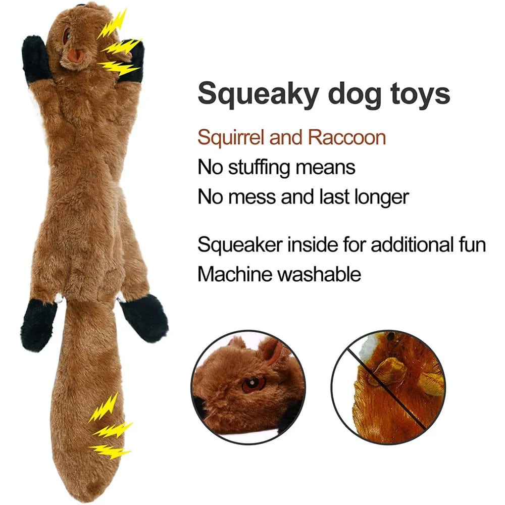 Planet Gates Funny Simulated Animal No Stuffing Dog Toy with Squeakers Durable Stuffingless Plush Squeaky Dog Chew Toy Crinkle Pet Squeak Toy