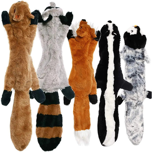 Planet Gates Funny Simulated Animal No Stuffing Dog Toy with Squeakers Durable Stuffingless Plush Squeaky Dog Chew Toy Crinkle Pet Squeak Toy