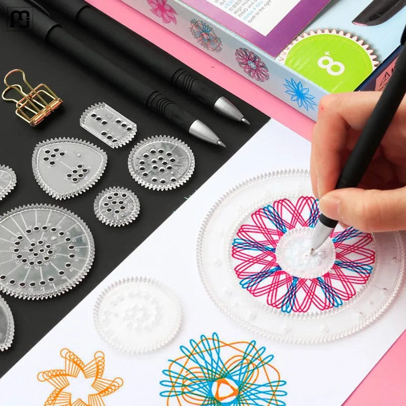 Planet Gates Funny Spirograph Montessori Education Drawing Toys Set Geometric Ruler Toys Drawing Accessories Creative Educational Kids Toy