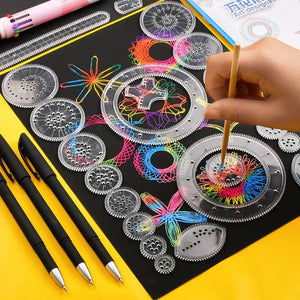 Planet Gates Funny Spirograph Montessori Education Drawing Toys Set Geometric Ruler Toys Drawing Accessories Creative Educational Kids Toy