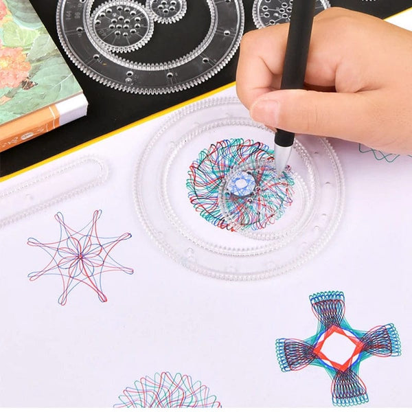 Planet Gates Funny Spirograph Montessori Education Drawing Toys Set Geometric Ruler Toys Drawing Accessories Creative Educational Kids Toy