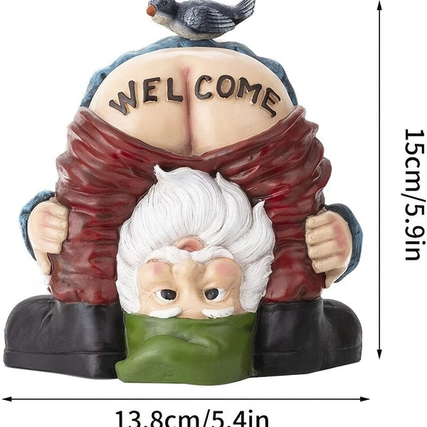 Planet Gates Funny Welcome Naughty Gnome 1pc Funny Welcome Gnome With Bird On Butt Garden Decoration Statue Rude Gnome Gift For Garden Moss Micro Landscape Fairy Garden