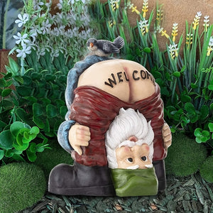 Planet Gates Funny Welcome Naughty Gnome 1pc Funny Welcome Gnome With Bird On Butt Garden Decoration Statue Rude Gnome Gift For Garden Moss Micro Landscape Fairy Garden