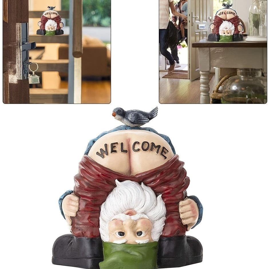 Planet Gates Funny Welcome Naughty Gnome 1pc Funny Welcome Gnome With Bird On Butt Garden Decoration Statue Rude Gnome Gift For Garden Moss Micro Landscape Fairy Garden