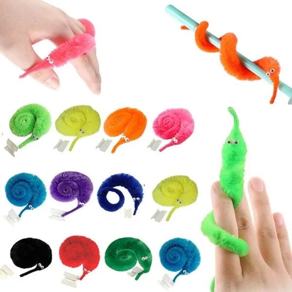 Planet Gates Funny Worm Magic Props Toys for Children Kids Beginners Wiggly Twisty Worm with Invisible String Party Games Trick Toys
