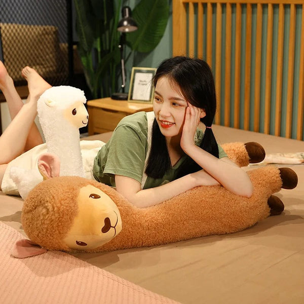 Planet Gates Furry Plush Llama  Alpaca Plush Toy Stuffed Soft Long Plush Lifelike Alpaca Sheep Hug Throw Pillow Animals Nap Sleeping Pillow
