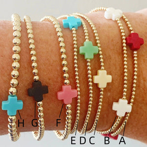 Planet Gates G-4mm Vlen Cross Bracelet Stackable Gold Plated 18 K Waterproof Designe Bracelets for Women Jewelry Natural Stone Boho Summer Pulseras