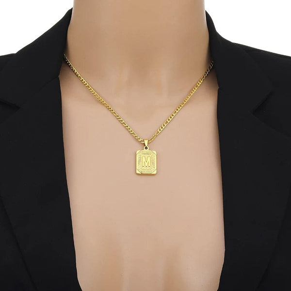Planet Gates G / 50cm / CHINA Initial Letter Pendant Necklace Stainless Steel Golden Cuban Chain A-Z Alphabet Name Jewelry For Men Women Gift