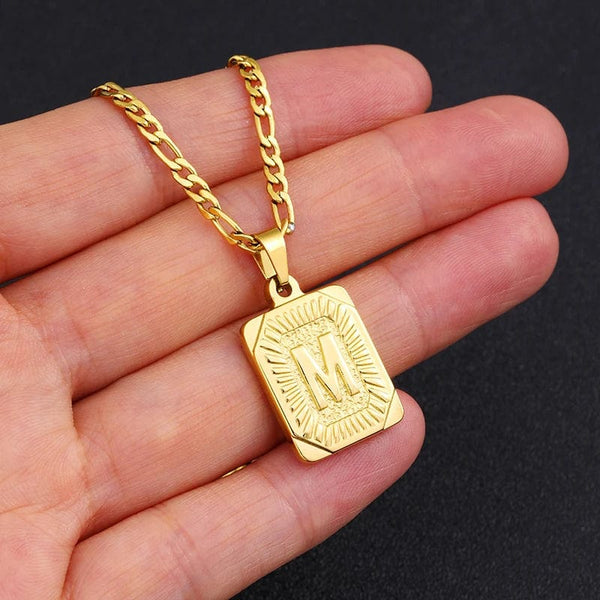 Planet Gates G / 50cm / CHINA Initial Letter Pendant Necklace Stainless Steel Golden Cuban Chain A-Z Alphabet Name Jewelry For Men Women Gift