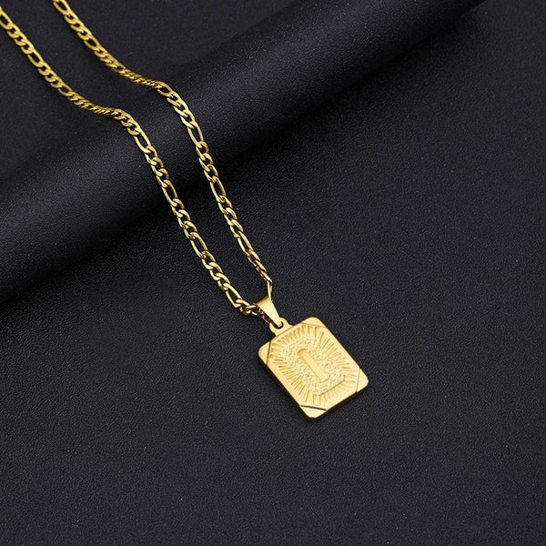 Planet Gates G / 50cm / CHINA Initial Letter Pendant Necklace Stainless Steel Golden Cuban Chain A-Z Alphabet Name Jewelry For Men Women Gift
