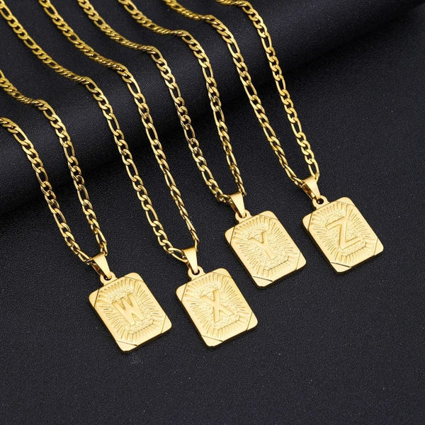 Planet Gates G / 50cm / CHINA Initial Letter Pendant Necklace Stainless Steel Golden Cuban Chain A-Z Alphabet Name Jewelry For Men Women Gift