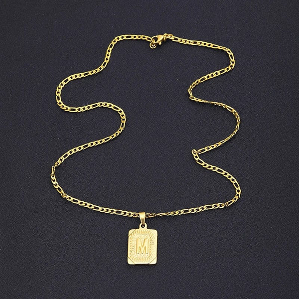 Planet Gates G / 50cm / CHINA Initial Letter Pendant Necklace Stainless Steel Golden Cuban Chain A-Z Alphabet Name Jewelry For Men Women Gift