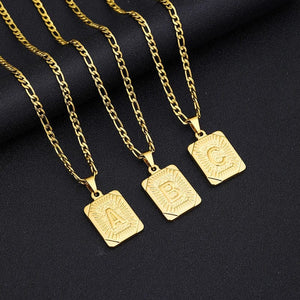 Planet Gates G / 50cm / CHINA Initial Letter Pendant Necklace Stainless Steel Golden Cuban Chain A-Z Alphabet Name Jewelry For Men Women Gift
