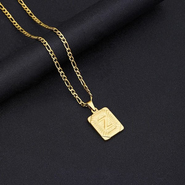 Planet Gates G / 50cm / CHINA Initial Letter Pendant Necklace Stainless Steel Golden Cuban Chain A-Z Alphabet Name Jewelry For Men Women Gift