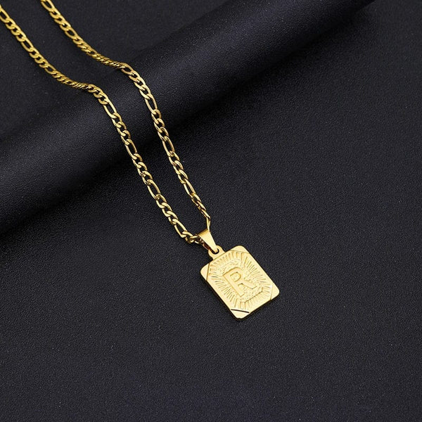 Planet Gates G / 50cm / CHINA Initial Letter Pendant Necklace Stainless Steel Golden Cuban Chain A-Z Alphabet Name Jewelry For Men Women Gift