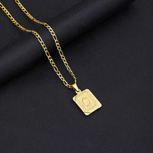Planet Gates G / 50cm / CHINA Initial Letter Pendant Necklace Stainless Steel Golden Cuban Chain A-Z Alphabet Name Jewelry For Men Women Gift