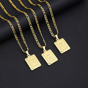 Planet Gates G / 50cm / CHINA Initial Letter Pendant Necklace Stainless Steel Golden Cuban Chain A-Z Alphabet Name Jewelry For Men Women Gift
