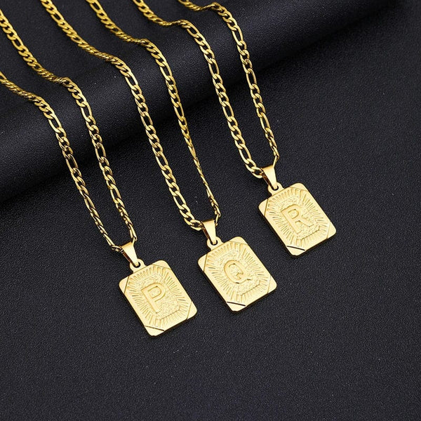 Planet Gates G / 50cm / CHINA Initial Letter Pendant Necklace Stainless Steel Golden Cuban Chain A-Z Alphabet Name Jewelry For Men Women Gift