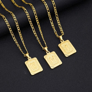Planet Gates G / 50cm / CHINA Initial Letter Pendant Necklace Stainless Steel Golden Cuban Chain A-Z Alphabet Name Jewelry For Men Women Gift