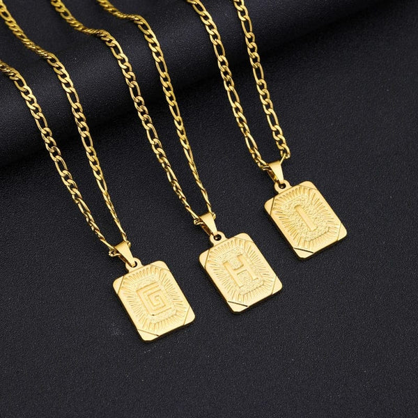 Planet Gates G / 50cm / CHINA Initial Letter Pendant Necklace Stainless Steel Golden Cuban Chain A-Z Alphabet Name Jewelry For Men Women Gift