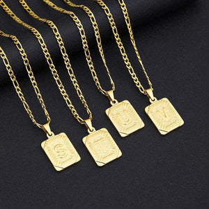 Planet Gates G / 50cm / CHINA Initial Letter Pendant Necklace Stainless Steel Golden Cuban Chain A-Z Alphabet Name Jewelry For Men Women Gift