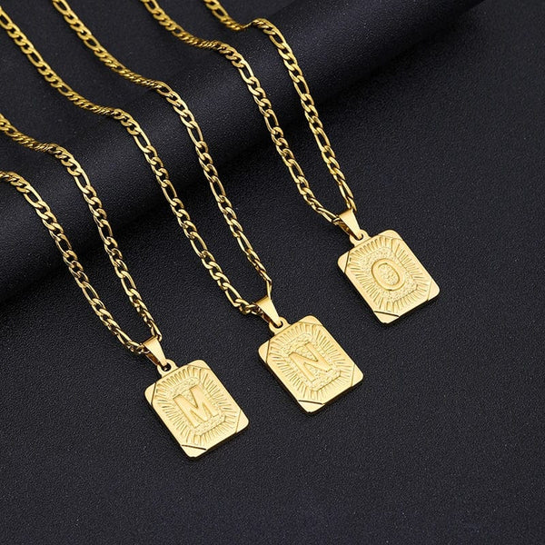 Planet Gates G / 50cm / CHINA Initial Letter Pendant Necklace Stainless Steel Golden Cuban Chain A-Z Alphabet Name Jewelry For Men Women Gift