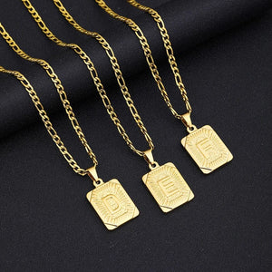Planet Gates G / 50cm / CHINA Initial Letter Pendant Necklace Stainless Steel Golden Cuban Chain A-Z Alphabet Name Jewelry For Men Women Gift