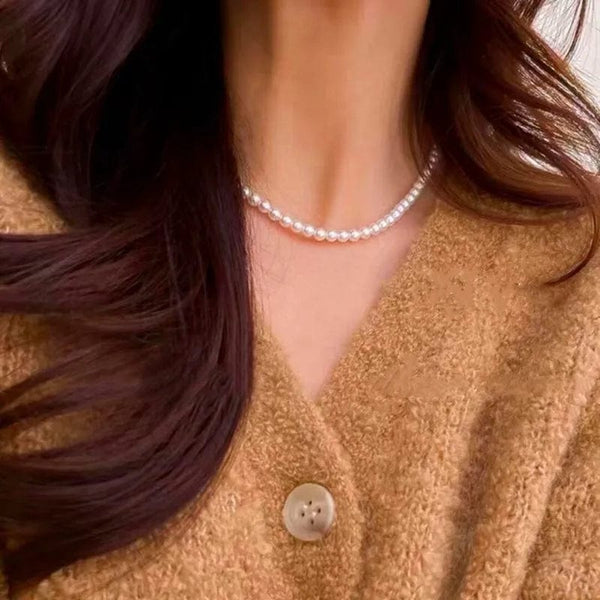Planet Gates G-6MM Imitation Pearl Trendy Love Heart  Choker Necklace Female Personality Party Fashion Clavicle Collier Colar Perlas Collar Gift