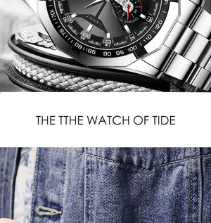 Planet Gates G silver black Luxury Men's Watches Stainless Steel Band Fashion Waterproof Quartz Watch For Man Calendar Male Clock Reloj Hombre FNGEEN S001