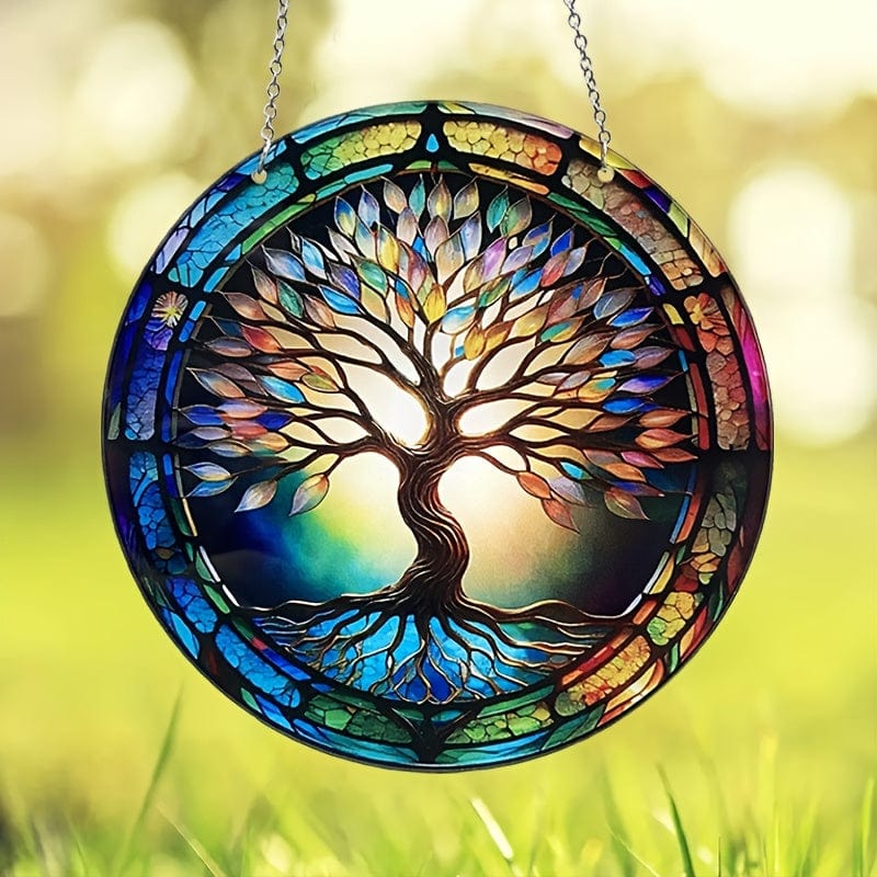 Planet Gates G0528 1pc Tree Of Life Suncatcher Colorful Stain Plastic Window Wall Hanging Ornament Decor Birthday Gift For Mom Grandma Teacher Friend, Add A Touch Of Colorful Joy, Scene Decor, Room Decor, Home Decor, Holiday Party Decor