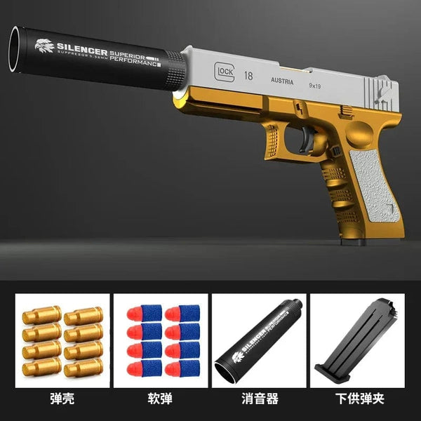 Planet Gates G17 Glod G17 Soft Bullet Toy Gun Shell Ejection Foam Darts Pistol Desert Eagle Airsoft Gun With Silencer For Kid Adult