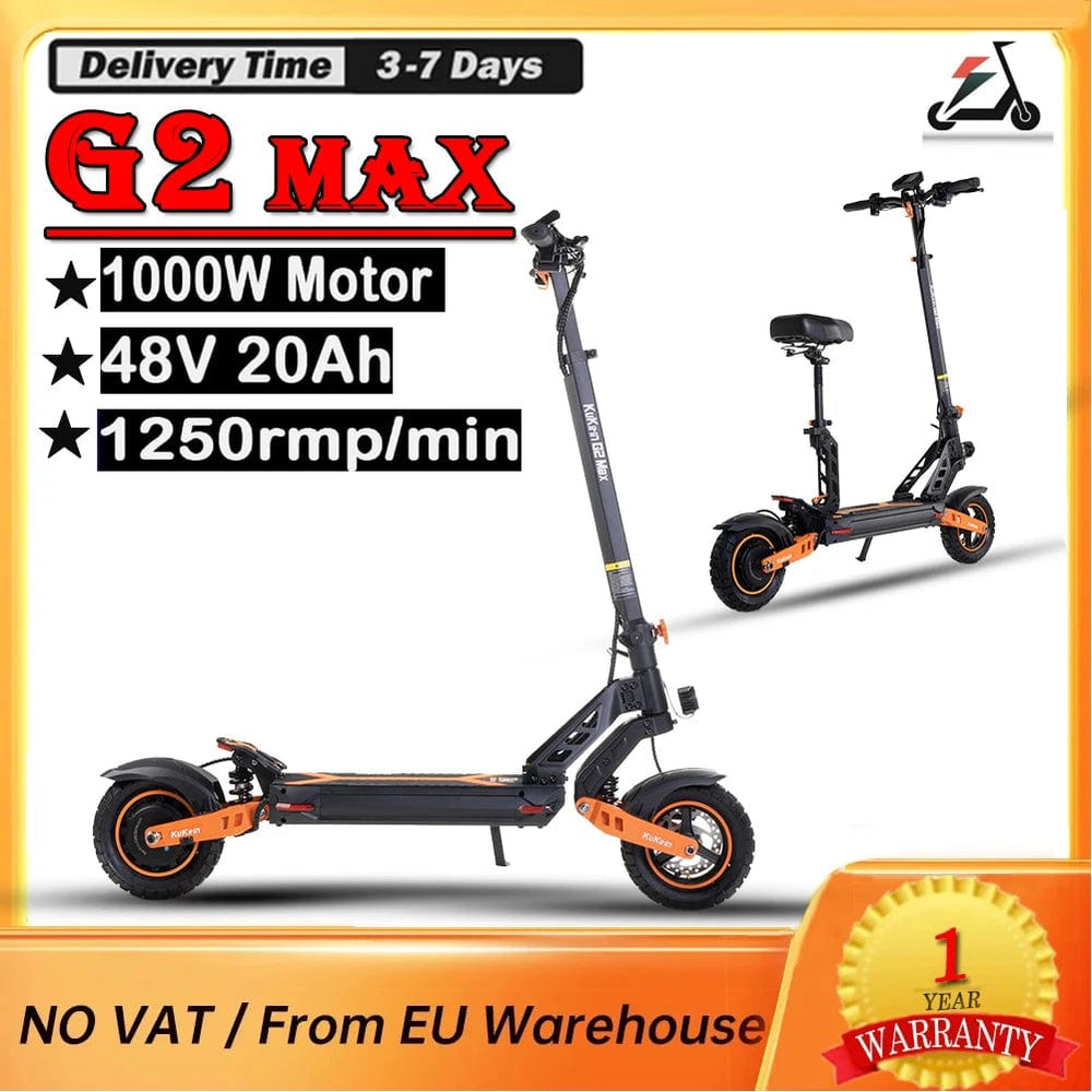 Planet Gates G2 MAX KuKirin G2 MAX Adult Electric Scooter 10*2.75'' Tires 1000W Powerful Motor 48V 20Ah Battery 80km Range men's Electric Scooters