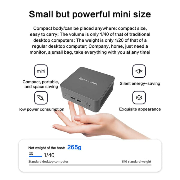 Planet Gates G3 / us / 8GB RAM 256GB ROM MLLSE G3 Mini PC Gemini-Lake N100 Windows 11 Pro Intel 12th DDR4 8GB RAM 256GB ROM WiFi 5 BT4.2 Desktop Computer Mini Pc Work