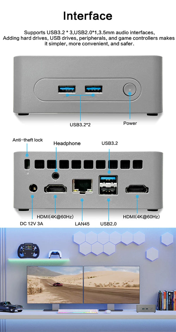 Planet Gates G3 / us / 8GB RAM 256GB ROM MLLSE G3 Mini PC Gemini-Lake N100 Windows 11 Pro Intel 12th DDR4 8GB RAM 256GB ROM WiFi 5 BT4.2 Desktop Computer Mini Pc Work