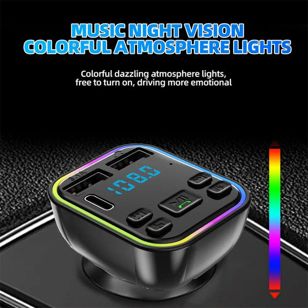 Planet Gates G38 Car Audio Adapter FM Transmitter Music Receiver Kit Wireless Extender Speaker With LED Lights Double USB Ports