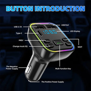 Planet Gates G38 Car Audio Adapter FM Transmitter Music Receiver Kit Wireless Extender Speaker With LED Lights Double USB Ports