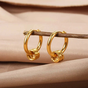 Planet Gates G4 / CHINA Heart Stainless Steel Earrings for Women Zircon Gold Color Hoop Earring Aesthetic Waterproof Ear Piercing Jewelry Accessories