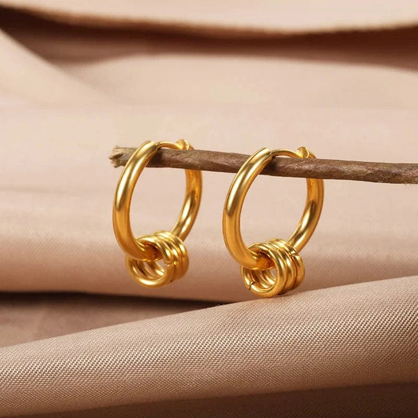 Planet Gates G4 / CHINA Heart Stainless Steel Earrings for Women Zircon Gold Color Hoop Earring Aesthetic Waterproof Ear Piercing Jewelry Accessories