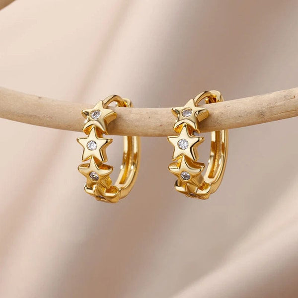 Planet Gates G4 / CHINA Heart Stainless Steel Earrings for Women Zircon Gold Color Hoop Earring Aesthetic Waterproof Ear Piercing Jewelry Accessories