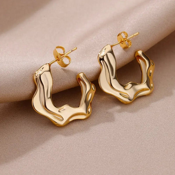 Planet Gates G4 / CHINA Heart Stainless Steel Earrings for Women Zircon Gold Color Hoop Earring Aesthetic Waterproof Ear Piercing Jewelry Accessories