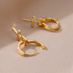 Planet Gates G4 / CHINA Heart Stainless Steel Earrings for Women Zircon Gold Color Hoop Earring Aesthetic Waterproof Ear Piercing Jewelry Accessories