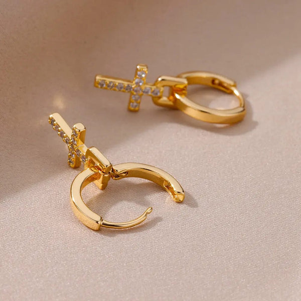 Planet Gates G4 / CHINA Heart Stainless Steel Earrings for Women Zircon Gold Color Hoop Earring Aesthetic Waterproof Ear Piercing Jewelry Accessories