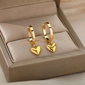 Planet Gates G4 / CHINA Heart Stainless Steel Earrings for Women Zircon Gold Color Hoop Earring Aesthetic Waterproof Ear Piercing Jewelry Accessories