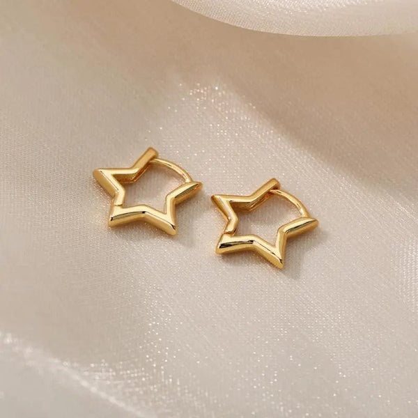 Planet Gates G4 / CHINA Heart Stainless Steel Earrings for Women Zircon Gold Color Hoop Earring Aesthetic Waterproof Ear Piercing Jewelry Accessories